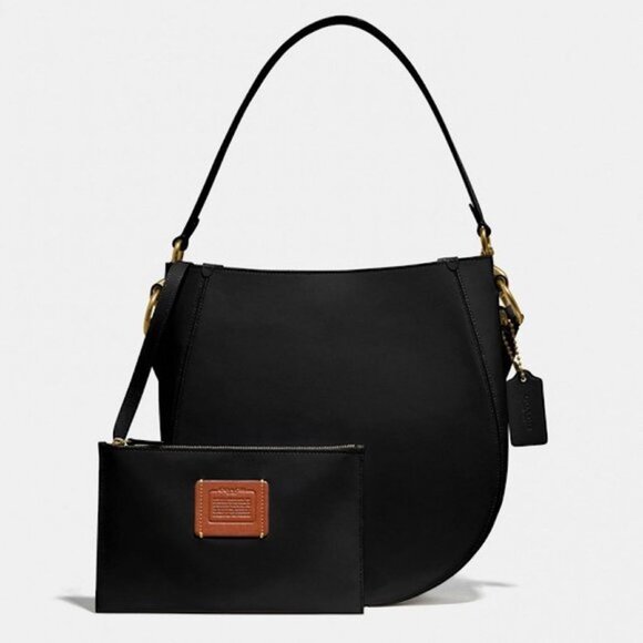 Coach Mandy Black Leather Crossbody Bag with Pouch